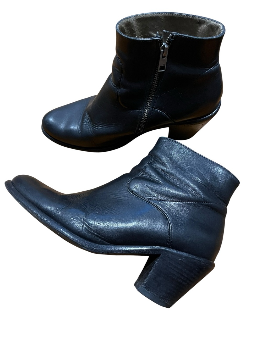 All Saints Black Leather Boots Women's Ankle Booties Heeled AllSaints Hessian